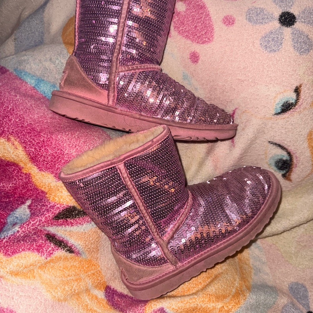 UGG Kids Pink Sequin Boots size 3